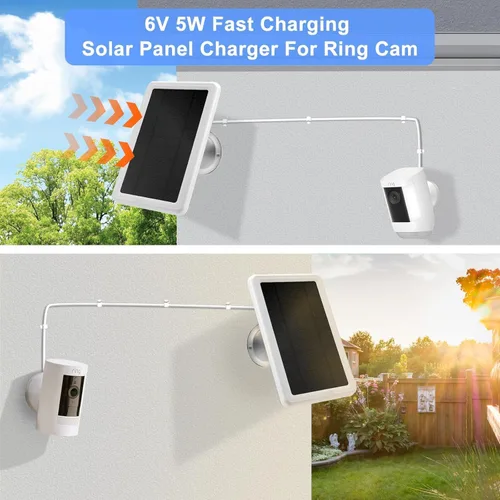 Vista 6 de Cargador de panel solar de 5W para cámara de anillo-2P-3P (blanco-1Pa)