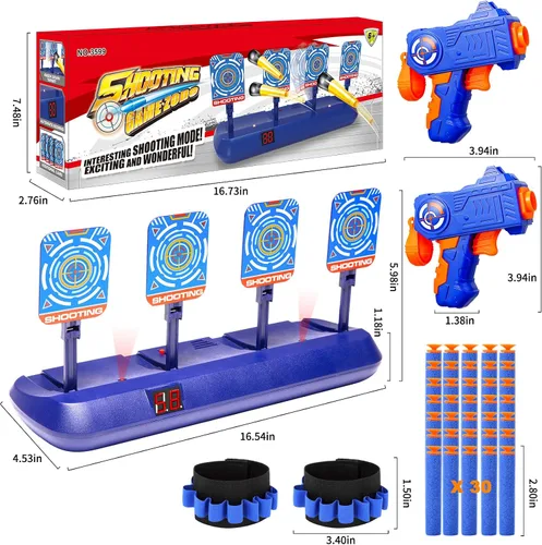 Vista 5 de Blancos para pistolas Nerf, puntuación automática electrónica con reinicio digital, blanco de tiro para práctica con Nerf, juguete de regalo ideal