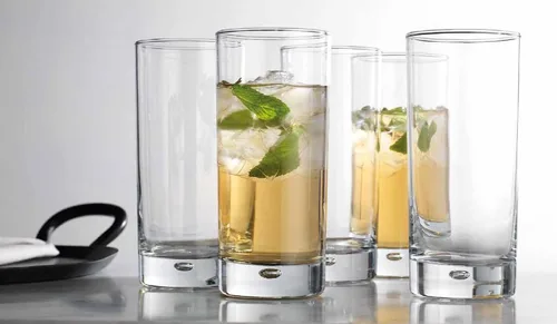 Vista 6 de Home Essentials & Beyond Juego de 4 vasos Highball, vasos para beber de 17 oz, Serie Roja con base de burbujas pesada