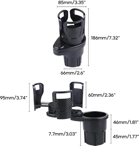 Vista 8 de Car Cup Holder Expander Adapter 2 in 1 Multifunctional 2 Cup Mount Extender 360 Rotating Bottles Drink Holder Car Gadget