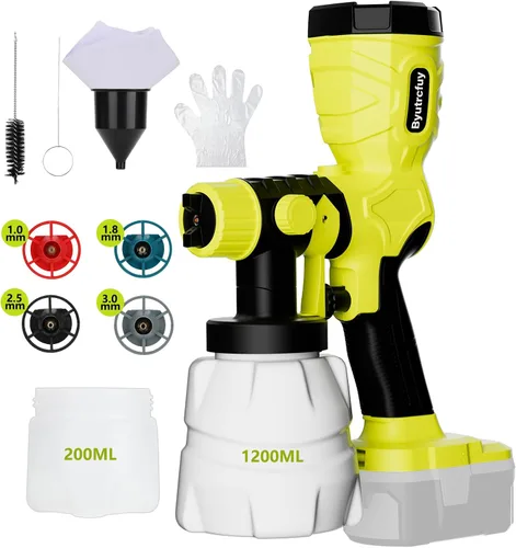 Vista 8 de Pulverizador de pintura para batería Dewalt de 20 V, pistola de pintura eléctrica HVLP de 300 W con boquillas de 4 tamaños y 3 patrones