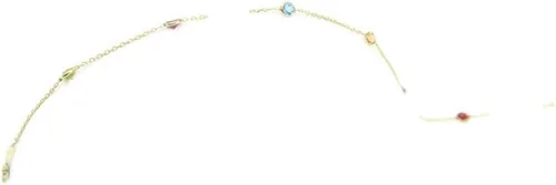 Vista 4 de Sophia Fine Jewelry Tobillera multicolor de 10 pulgadas, cadena de oro amarillo de 14 quilates con cierre de langosta, Gema