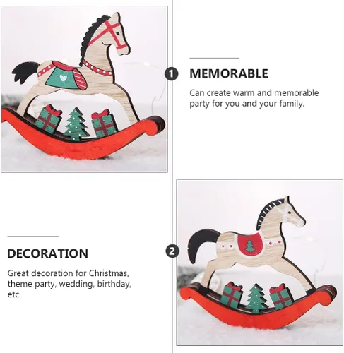 Vista 9 de 12 piezas de adornos de Navidad, mini caballero, decoración de casa para el hogar, adornos de madera de Navidad, decoración de caballo mecedor
