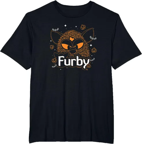 Vista 4 de Furby Camiseta de Halloween Spooky Lines Pumpkin Furby, Negro, S