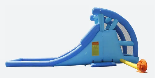 Vista 4 de KidWise Tobogán acuático doble Tobogán acuático inflable Soplador, bolsa de transporte, manguera de agua y estacas incluidas Inflado rápido