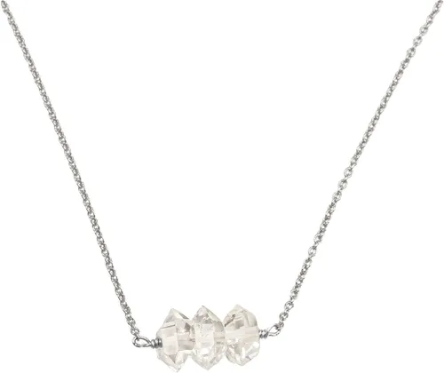 Vista 10 de Herkimer Diamond Necklace in Solid 14K Gold and Gold Filled, Rose Gold, Sterling Silver; Beautiful Solitaire, Multi-Stone, or Pendant Quartz