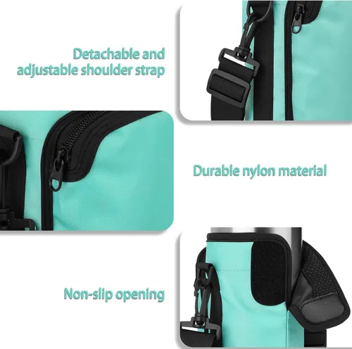 Vista 5 de Xxerciz Bolsa de transporte para botella de agua para vaso Yeti Rambler de 30 onzas, soporte para botella de agua con correa ajustable, bolsa