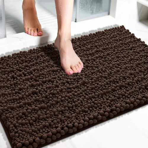 Vista 113 de Yimobra Alfombras de Baño Antideslizantes Lavables - Alfombra de Baño de Chenilla Ultra Suave Absorbente, Alfombra Peluda de Secado Rápido para Negro