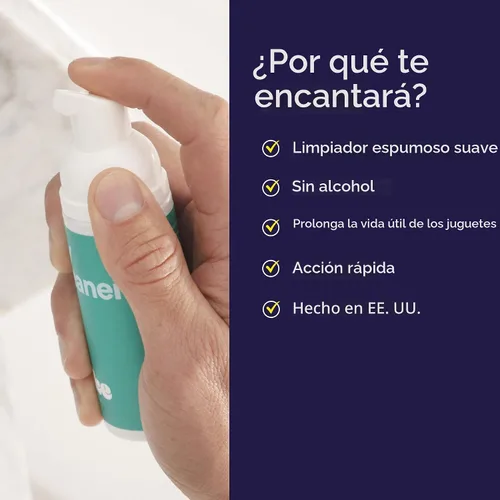 Vista 4 de Limpiador de juguetes Hello Cake, limpiador de juguetes para adultos con bomba de fácil uso, limpiador espumoso natural suave, sin fragancias