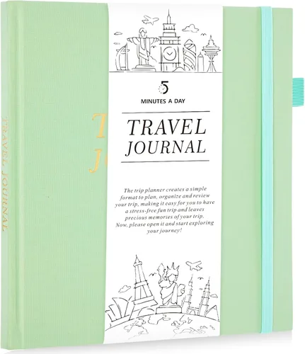 Vista 9 de 5 MINUTES A DAY Diario de Viaje para Mujeres, Libro de Aventuras para 20 Viajes, Cuaderno Planificador de Viajes para Viajeras, Planificador de Beige