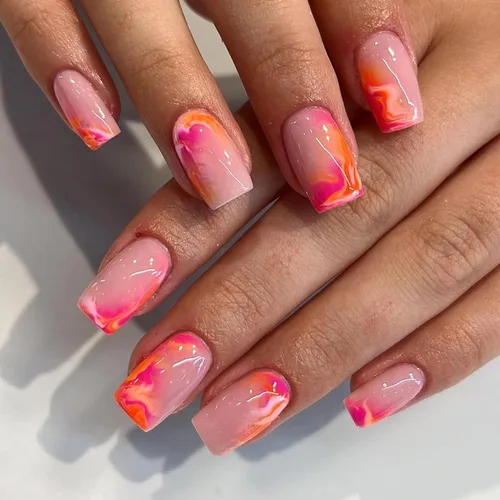 Vista 15 de MISUD - Uñas postizas largas con forma de ataúd, con diseño gótico de vampiro en negro y rojo, acrílico, 24 piezas