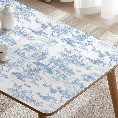 Vista 5 de WENMER Papel Tapiz Toile, 17.7" X 118" Azul y Blanco Despegar y Pegar Papel de Pared, Papel Tapiz Toile de Jouy, Papel de Contacto Vintage Francés