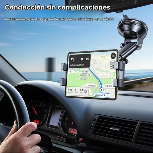 Vista 2 de Soporte para tablet para coche, soporte para iPad para coche【Parabrisas+Salpicadero】Ventosa para iPad para camión Soporte【360° 】Soporte para tablet