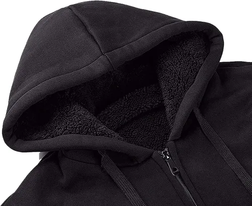 Vista 4 de GEEK LIGHTING - Sudaderas con capucha para hombre, de forro polar grueso, con cierre completo y forro de Sherpa grueso