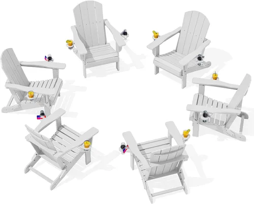 Vista 50 de SERWALL Silla Adirondack plegable, Silla Adirondack HDPE con textura de madera - gris Compuesto de HDPE, impermeable, grano de madera, taza