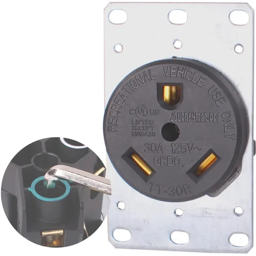 Vista 7 de Toma de corriente resistente de 30 amperios 110 V RV con terminales de cabeza Allen, certificación UL, NEMA TT-30R 120V, receptáculo de pared