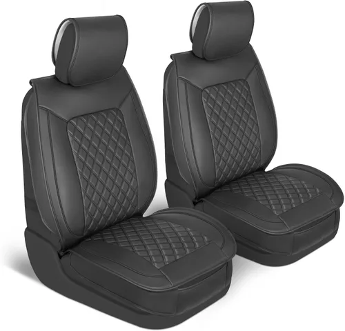Vista 18 de MotorBox Meridian Series - Fundas de asiento de piel napa, fundas clásicas de asiento delantero, de piel sintética de alta calidad, color beige