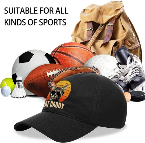 Vista 4 de Gorra de béisbol de Cat Daddy, gorra de algodón ajustable, regalo de jubilación para amantes de los gatos, regalos de cumpleaños de Navidad