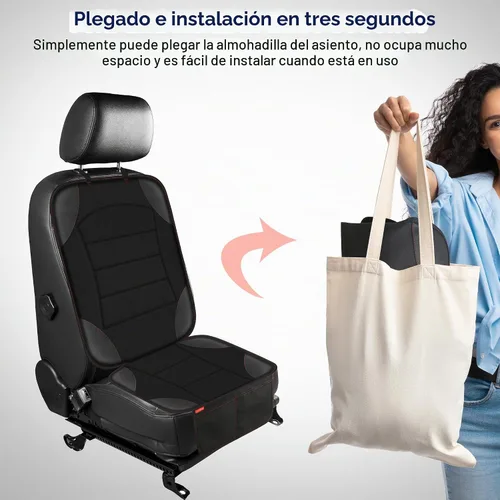 Vista 4 de Sinvitron Protector de Asiento de Coche para Asiento de Niños - Alfombrilla de Cuero Impermeable y Antideslizante con 2 Bolsillos de Malla, Funda