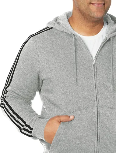 Vista 3 de adidas Sudadera con capucha Essentials de forro polar con 3 rayas y cremallera completa