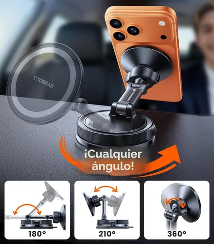 Vista 7 de TORRAS 2026 Vacuum para Montura de Coche Magsafe【98+LBS de Sujeción Más Fuerte y Imán Ultra】Soporte Magnético para Teléfono para Tu Coche, Montura