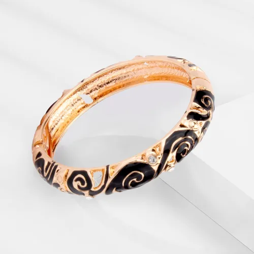 Vista 7 de UJOY Vintage Jewelry Cloisonne Artesanal Esmaltado Mariposa Flor Magnífica Rhinestone Oro Bisagra Brazalete Brazalete Brazaletes Regalos 88A09