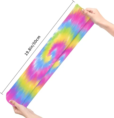 Vista 6 de Calcetines largos unisex con patrón de teñido anudado y teñido anudado, calcetines largos para niños y niñas, 19.7 in, un color, talla única