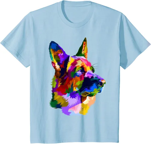 Vista 9 de Camiseta con retrato de pastor alemán para dueños de perros, Negro, S