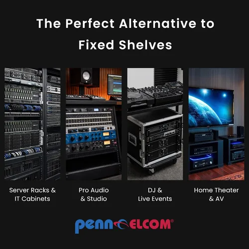 Vista 11 de Penn Elcom - R1290/1U - Espacio de rack - Charola antiderrapante para rack (Audio, AV, IT; DV). Estante de equipo para 1 espacio en bastidor hasta