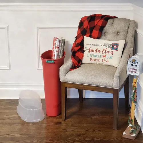 Vista 9 de HOMZ Paquete de 2 organizadores verticales de plástico para envolver regalos, color rojo y transparente, contenedores de papel para regalos