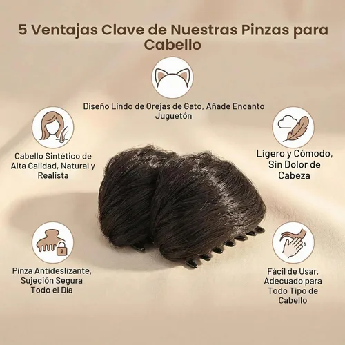 Vista 4 de Orejas de gato con clip de pinza de moño en moño espacial, extensiones de cabello con orejas de gato, accesorio de peluca, extensiones de cola