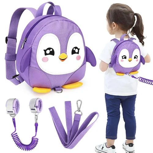 Vista 13 de Accmor Mochila con arnés para niños pequeños con correa, lindas mochilas con dinosaurios con enlace antipérdida en la muñeca, lindas pulseras