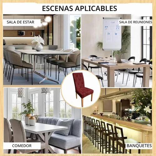 Vista 6 de Juego de 2 fundas para sillas de comedor, fundas elásticas para sillas de comedor, extraíbles y lavables, para el hogar, cocina, banquete, ceremonia