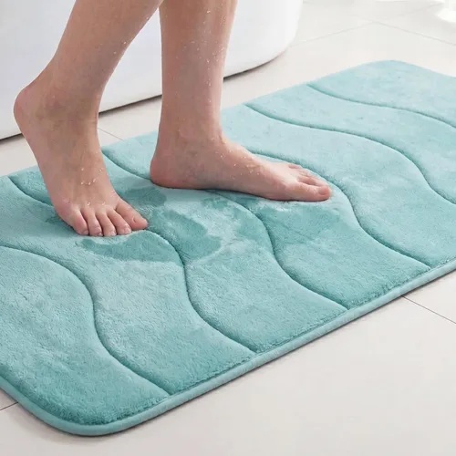 Vista 47 de Flamingo P Alfombra de Baño de Espuma Viscoelástica Tapetes de Baño Alfombra Antideslizante Absorbente de Agua para Ducha, 24x17 pulgadas, Verde Aqua