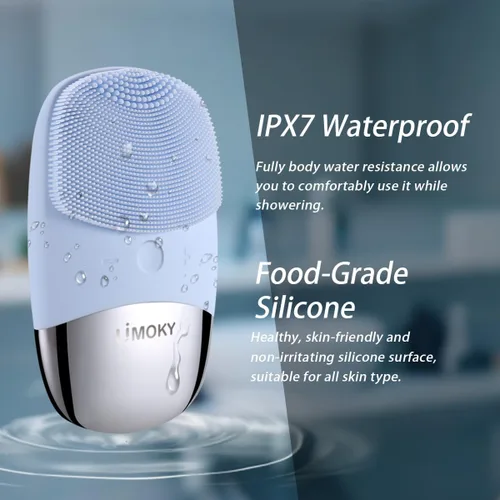 Vista 6 de Cepillo de limpieza facial, limpiador facial eléctrico 3 en 1, masajeador vibratorio, IPX7 impermeable, cepillo de poros recargable por USB