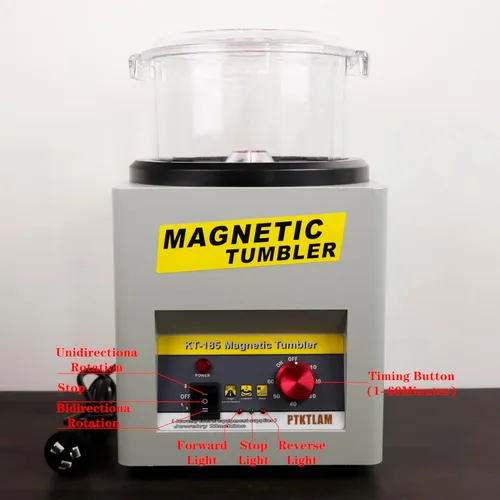 Vista 11 de Vaso magnético, pulidor de joyas con barril de pulido de 7.1 pulgadas (7.087 in) y pasadores de pulido de 7.05 oz para joyas, rotación automática