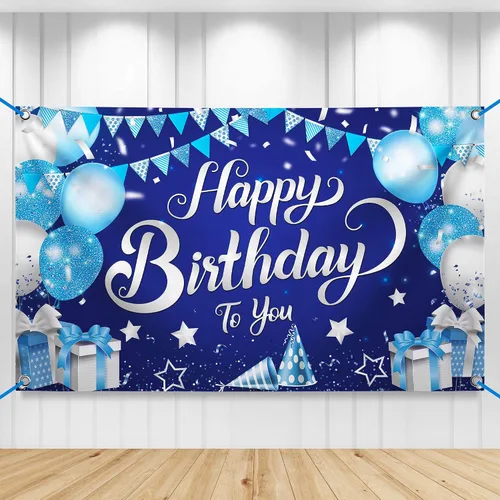 Vista 12 de KatchOn, Cartel de feliz cumpleaños negro y dorado, extragrande, 72 x 44 pulgadas, pancarta de fondo negro y dorado para decoraciones de feliz