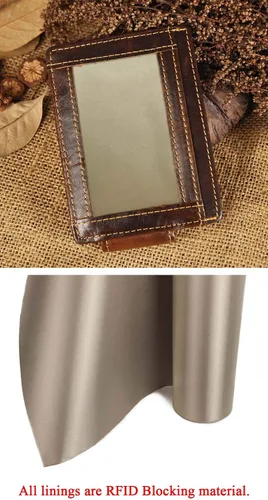 Vista 3 de Le'aokuu - Funda para tarjetas de crédito con imán y clip de piel auténtica, Café RFID), W1015