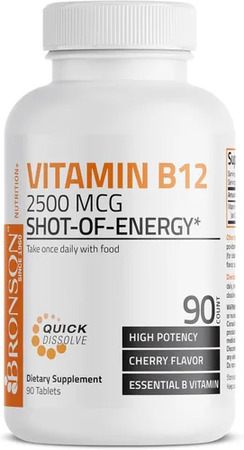 Vista 3 de Vitamina B12 de Bronson, 0,000088 oz, sublingual, de rápida liberación, 1