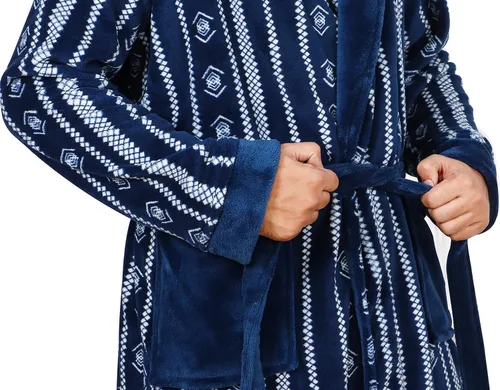 Vista 6 de NY Threads Mens Hooded Fleece Robe - Plush Long Bathrobes