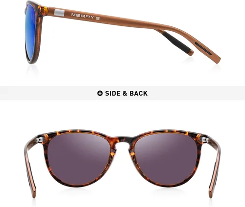 Vista 4 de MERRYS Polarized Sunglasses for Women Men Vintage Retro Classic Round Frame Aluminum Legs S8288