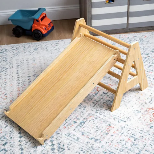 Vista 9 de Avenlur Juego de escalada Montessori 5 en 1 de arce - Gimnasio de escalada para bebés - Escalera triangular plegable, rampa de escalada en roca
