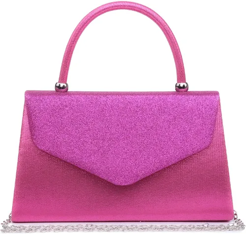 Vista 22 de Dasein Bolso de Noche para Mujer, Bolsos de Embrague para Fiesta, Bolsos de Boda, Bolsos de Cóctel y Baile con Brillo Esmerilado Champán
