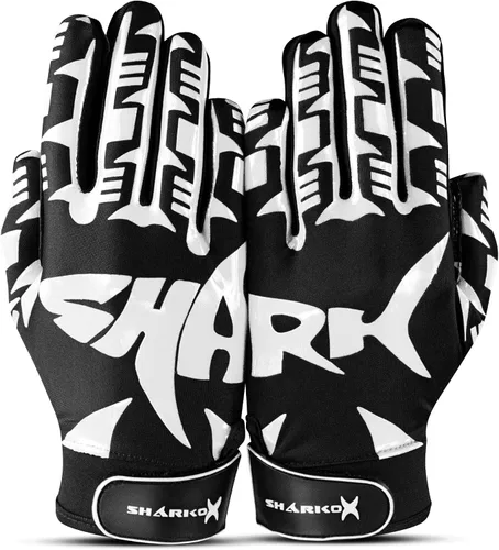 Vista 9 de Guantes de fútbol antideslizantes con sensación de pelota, guantes receptores de fútbol en tamaños juveniles, adultos y niños, agarre fuerte