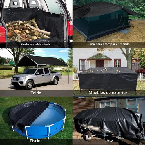 Vista 7 de TARPAL Lona impermeable de 4 x 4 pies (paquete de 2) lonas negras Negro
