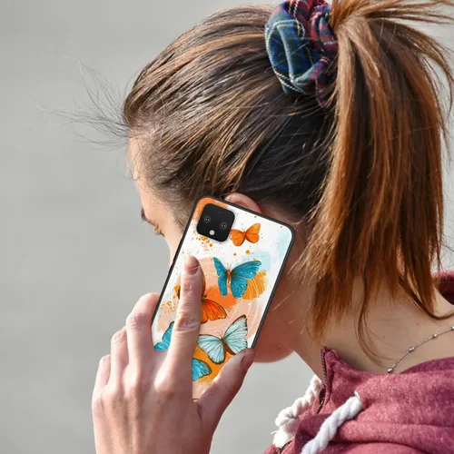 Vista 6 de Funda protectora para Pixel 4 XL, funda protectora de silicona antiarañazos de TPU premium para Google Pixel 4 XL, mariposas coloridas abstractas