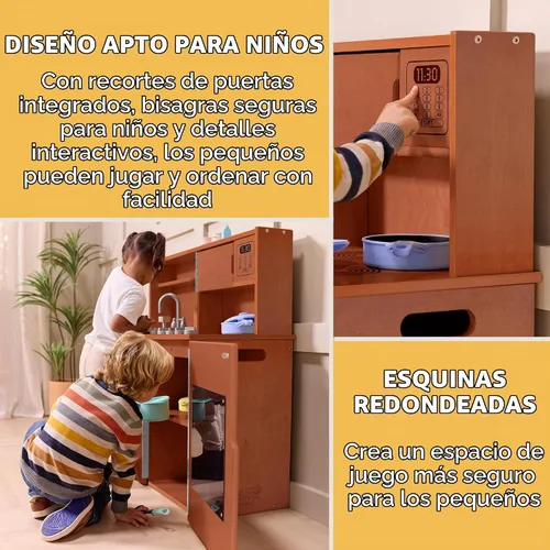 Vista 4 de Back2School Express Fregadero 4 en 1, estufa, horno, microondas, nogal Nogal Oscuro