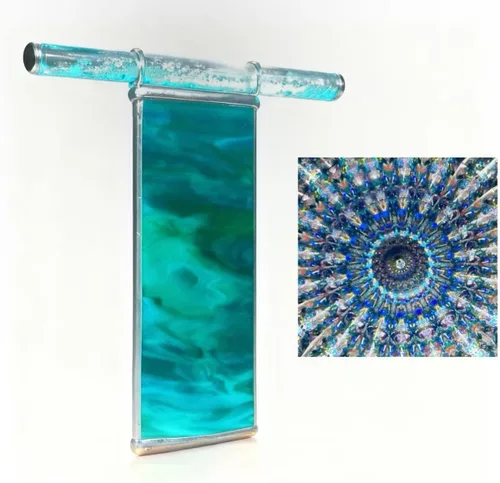 Vista 11 de Caleidoscopio de concha dorada de 6 pulgadas con 2 varitas de purpurina, caleidoscopio hecho a mano para adultos, caja de regalo, aniversario