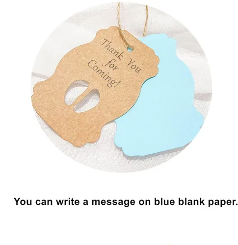 Vista 4 de 50 etiquetas de papel kraft para pies de bebé, 50 etiquetas de agradecimiento para baby shower, etiquetas de regalo de agradecimiento para regalos