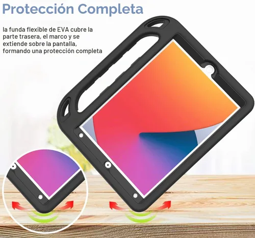 Vista 6 de BMOUO Funda para niños para iPad de 9ª/8ª/7ª generación (2021/2020/2019), con protector de pantalla integrado, soporte con mango a prueba de golpes